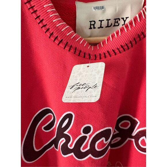 NWT Riley x Free People Chicago Hand Stitched Crew Neck Pullover Sweatshirt Med - Picture 10 of 13